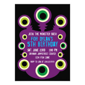 Purple Eyes Monster Birthday Party Invitations