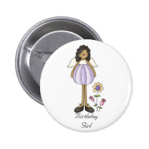 Purple Fairy and Flowers Birthday Pin