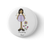 Purple Fairy and Flowers Birthday Pin