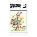 Purple Fairy sitting on mushroom friend postage