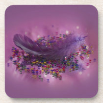 Purple Fairys Feather Drink Coaster