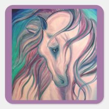 Purple Fantasy Horse Square Sticker