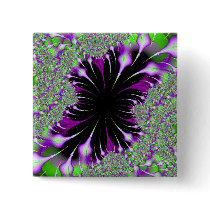 Purple Feathers Fractal Square Button by DonnaGrayson Purple Feathers Fractal Square Button