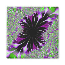 Purple Features Fractal Square Magnet by DonnaGrayson Purple Features Fractal Square Magnet