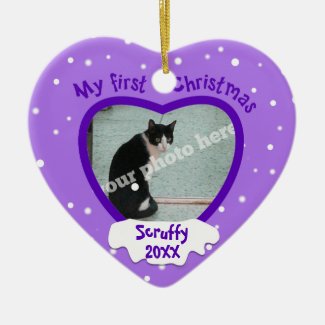 Purple First Christmas Pet or Baby Photo Ornament