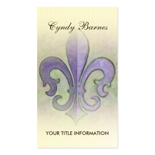 Purple Fleur de Lis Business Card (front side)