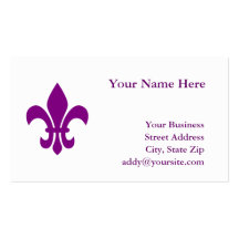 Purple Fleur de Lis Business Card Template