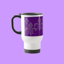 Purple Fleur de Lis Mug, Travel Mug, Beer Stein mugs