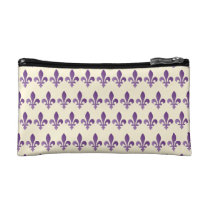 Purple Fleur de lys Floral Cornsilk Cosmetic Bag at Zazzle