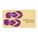 Purple flip flop sandals thank you party favor label