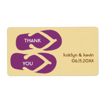 Purple flip flop sandals thank you party favor labels