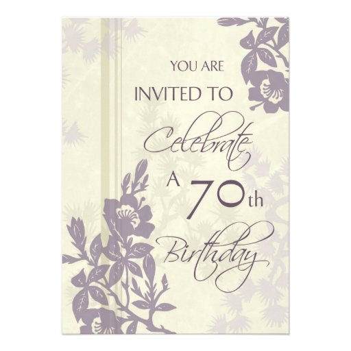Purple Floral 70th Birthday Party Invitation Cards