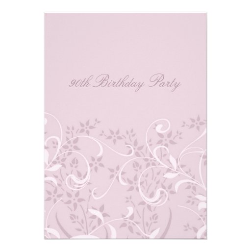 Purple Floral 90th Birthday Party Invitations (front side)