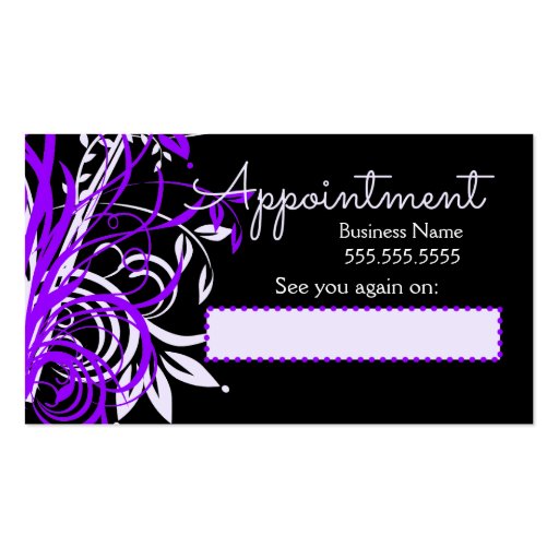 Purple Floral Appointment Cards Business Card (front side)
