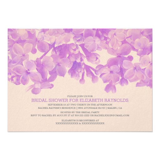 Purple Floral Bridal Shower Invitations