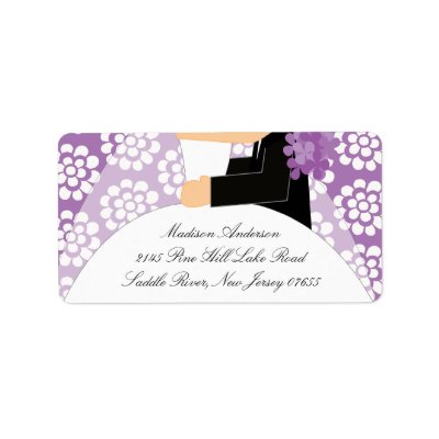 Purple Floral Bride & Groom Return Address Label