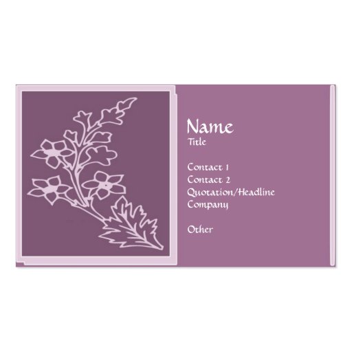 Purple Floral Business Card Template (front side)