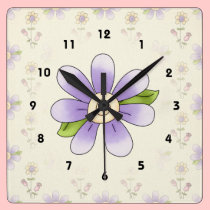 Purple Floral Clock wall clocks