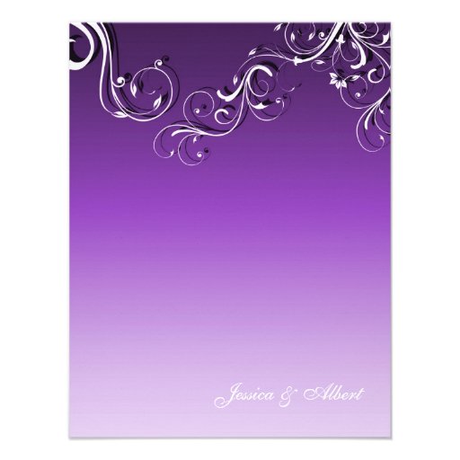 Purple Floral Cute Swirls Wedding Invitation