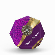 Purple floral damask  gold swirl awards