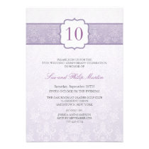 Purple Floral Damask Wedding Anniversary Invite invitations