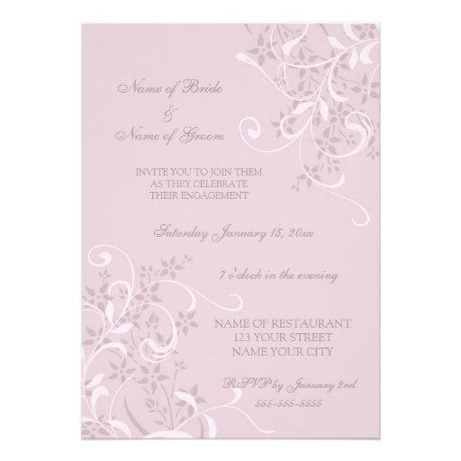 Purple Floral Engagement Party Invitations