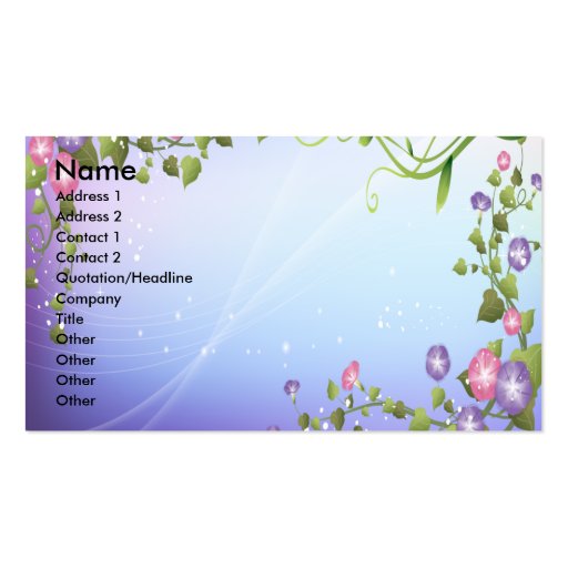 PURPLE FLORAL FANTASY BUSINESS CARD TEMPLATE (front side)