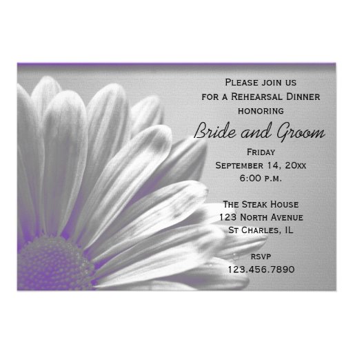 Purple Floral Highlights Rehearsal Dinner Custom Invite