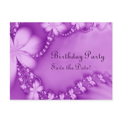 Purple Floral Jewel, Birthday Party Post Card