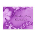 Purple Floral Jewel, Birthday Party postcards by elyssa444 Purple Floral Jewel, Birthday Party postcards