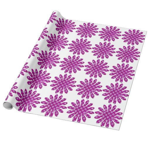 purple floral linen wrapping paper Zazzle