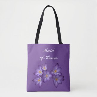 Purple Floral Maid of Honor Wedding Tote Bag