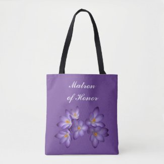 Purple Floral Matron of Honor Wedding Tote Bag