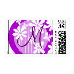 Purple Floral Monogram postage