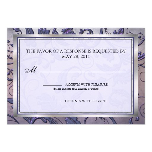 Purple Floral Monogram Response Card Announcements