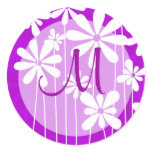 Purple Floral Monogram Seal Stickers