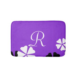 Purple Floral Monogrammed Plush Bath Mat