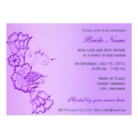 Purple floral pattern bridal shower invitation.