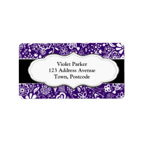 Purple Floral pattern Doodle Personalized Address Labels