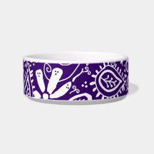 Purple Floral pattern Doodle Pet Food Bowls