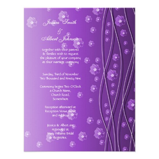 Purple Floral Romantic Wave Wedding Invitation