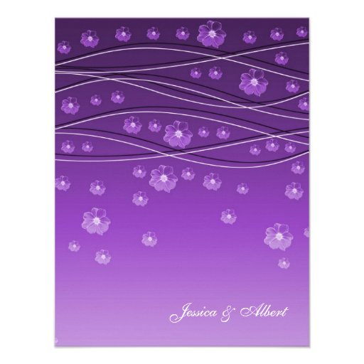 Purple Floral Romantic Wave Wedding Invitation