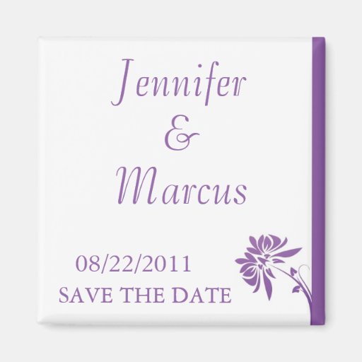 Purple Floral Save the Date Magnet
