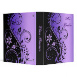 Purple Floral Scroll Teachers Class Planner Binder