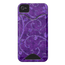 Purple Floral Sequin Glitter Velvet Look Case Id Iphone 4 Cover