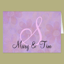 Purple Floral Splendor- Monogram: Greeting Cards cards