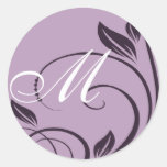 Purple Floral Swirls Monogram Stickers