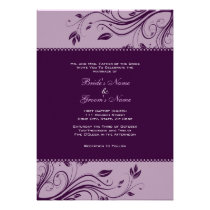 Purple Floral Swirls Wedding Invitation invitations