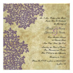 Purple Floral Vintage Square Wedding Invitations