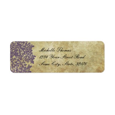 Purple Floral Vintage Wedding Address Return Address Labels
